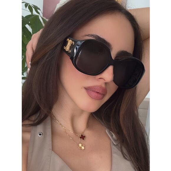 NEW Celine CL40305U Triomphe XL Black Round Sunglasses - Picture 1 of 8